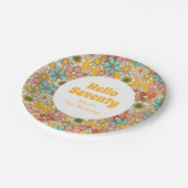 Assiettes En Carton Fleur Super Hippie Retro Bonjour soixante-dix Anni (Angle)