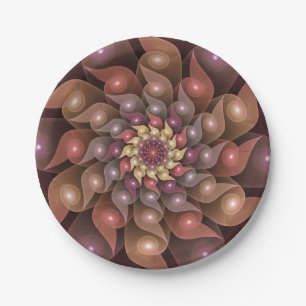 Assiettes En Carton Fleur surréaliste brillante Art fractal abstrait m