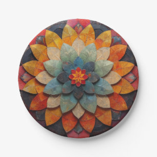 Assiettes En Carton Fleur texturée Mandala Art