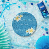 Assiettes En Carton Fleur Tropical Plumeria Bleu Summer Party (Fête)