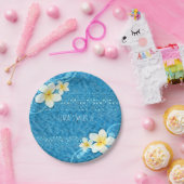 Assiettes En Carton Fleur Tropical Plumeria Bleu Summer Party (Fête)