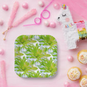 Assiettes En Carton Fleur vert vert vert vert pâle marguerite (Fête)