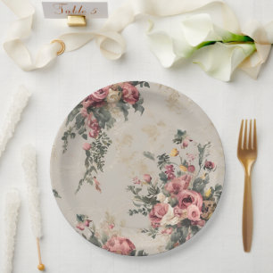 Assiettes En Carton Fleur Vintage