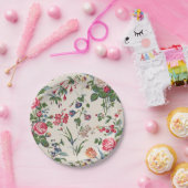 Assiettes En Carton Fleur Vintage  (Fête)