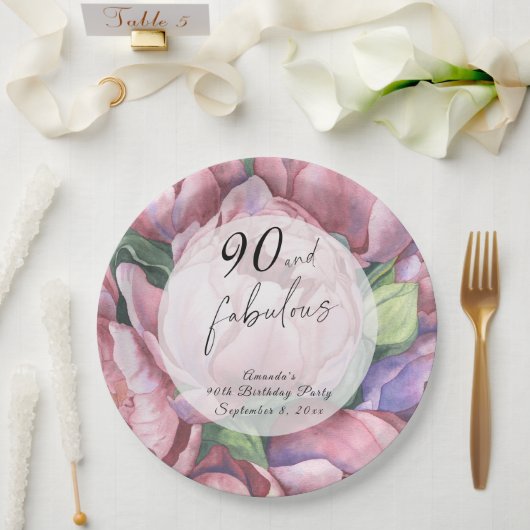 Assiettes En Carton Fleur vintage 90e fête d'anniversaire (Mariage)