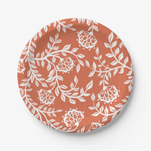Assiettes En Carton Fleur Vintage orange