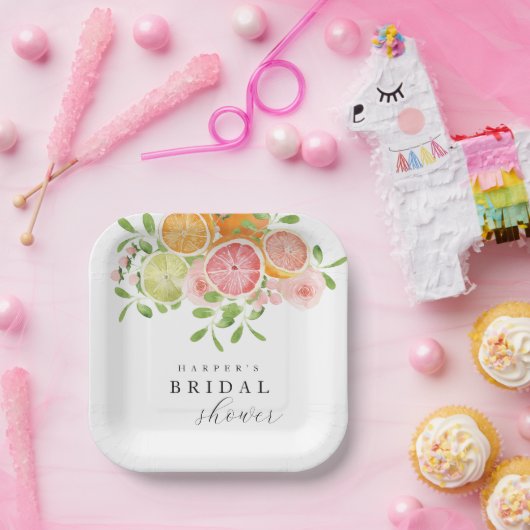 Assiettes En Carton Fleur vive et agrumes douche nuptiale (Fête)