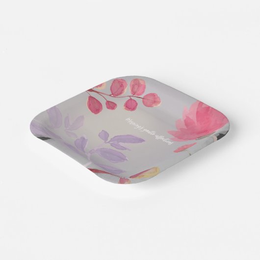 Assiettes En Carton Fleurs (Angulaire)