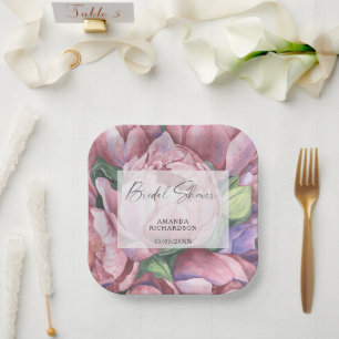 Assiettes En Carton Fleurs à motif aquarelle - douche de mariée