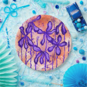 Assiettes En Carton Fleurs Abstraites encrées Orange violet (Fête)