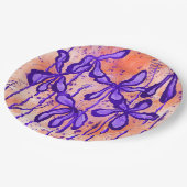 Assiettes En Carton Fleurs Abstraites encrées Orange violet (Angle)
