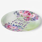 Assiettes En Carton Fleurs aquarelles Joyeuses Plaques de papier de Pâ (Angle)