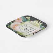 Assiettes En Carton Fleurs aquarelles sur douche de mariée marron (Angulaire)