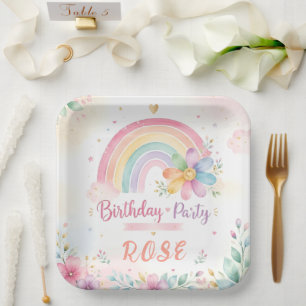 Assiettes En Carton Fleurs arc-en-ciel de rêve
