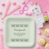 Assiettes En Carton Fleurs Art Déco Mariage frontalier Keepsaké (Fête)