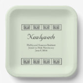 Assiettes En Carton Fleurs Art Déco Mariage frontalier Keepsaké (Recto)