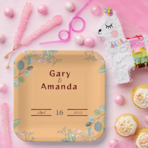 Assiettes En Carton Fleurs avec Feuille