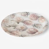 Assiettes En Carton Fleurs blanches crémeuses roses pêche mariage flor (Angle)