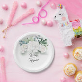 Assiettes En Carton Fleurs blanches et Bouquet de verdure Élégant (Fête)