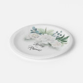 Assiettes En Carton Fleurs blanches et Bouquet de verdure Élégant (Angle)