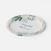 Assiettes En Carton Fleurs blanches et verdure aquarelle élégante (Angle)