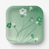 Assiettes En Carton Fleurs Blanches Et Vertes (Recto)