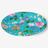 Assiettes En Carton Fleurs blanches, oiseaux, abeilles, citron, papill (Angle)