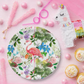 Assiettes En Carton Fleurs blanches, oiseaux, flamants, abeilles, (Fête)