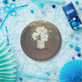 Assiettes En Carton Fleurs Blanches Pot Mason Rustique Mariage Champêt (Fête)