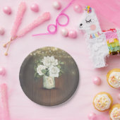 Assiettes En Carton Fleurs Blanches Pot Mason Rustique Mariage Champêt (Fête)