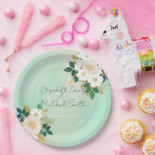 Assiettes En Carton Fleurs blanches romantiques Conception de l'aquare (Fête)