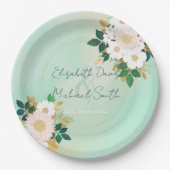 Assiettes En Carton Fleurs blanches romantiques Conception de l'aquare (Devant)