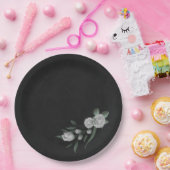 Assiettes En Carton fleurs blanches romantiques & feuilles verts (Fête)