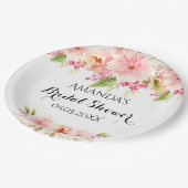 Assiettes En Carton Fleurs blanches roses de douche de mariée en rose (Angle)