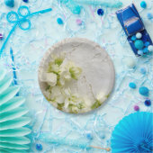 Assiettes En Carton Fleurs blanches sur dentelle ancienne (Fête)