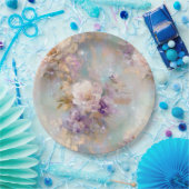 Assiettes En Carton Fleurs blanches violettes d'or féminin (Fête)