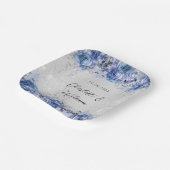Assiettes En Carton Fleurs bleu argent mariage (Angulaire)