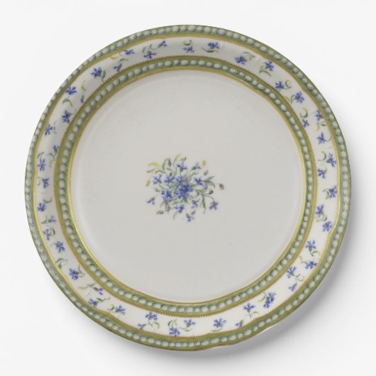 Assiettes En Carton Fleurs bleues (Devant)