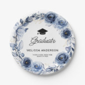 Assiettes En Carton Fleurs bleues de la marine (Devant)