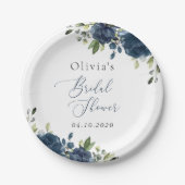 Assiettes En Carton Fleurs bleues de la Marine, Verdure, Boho, Fête de (Devant)