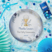 Assiettes En Carton Fleurs bleues de la première sainte communion (Fête)