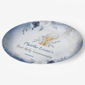Assiettes En Carton Fleurs bleues de la première sainte communion (Angle)