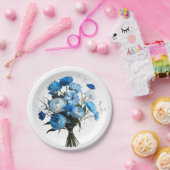 Assiettes En Carton Fleurs bleues et blanches (Fête)