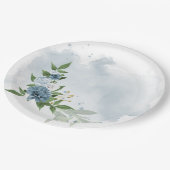 Assiettes En Carton fleurs bleues et blanches botaniques (Angle)