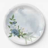 Assiettes En Carton fleurs bleues et blanches botaniques (Devant)