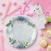 Assiettes En Carton fleurs bleues et blanches botaniques (Fête)