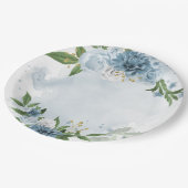 Assiettes En Carton fleurs bleues et blanches botaniques (Angle)