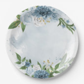 Assiettes En Carton fleurs bleues et blanches botaniques (Devant)