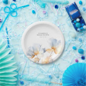 Assiettes En Carton Fleurs bleues et dorées douces élégantes (Fête)