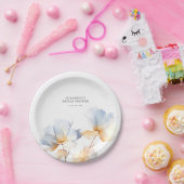 Assiettes En Carton Fleurs bleues et dorées douces élégantes (Fête)